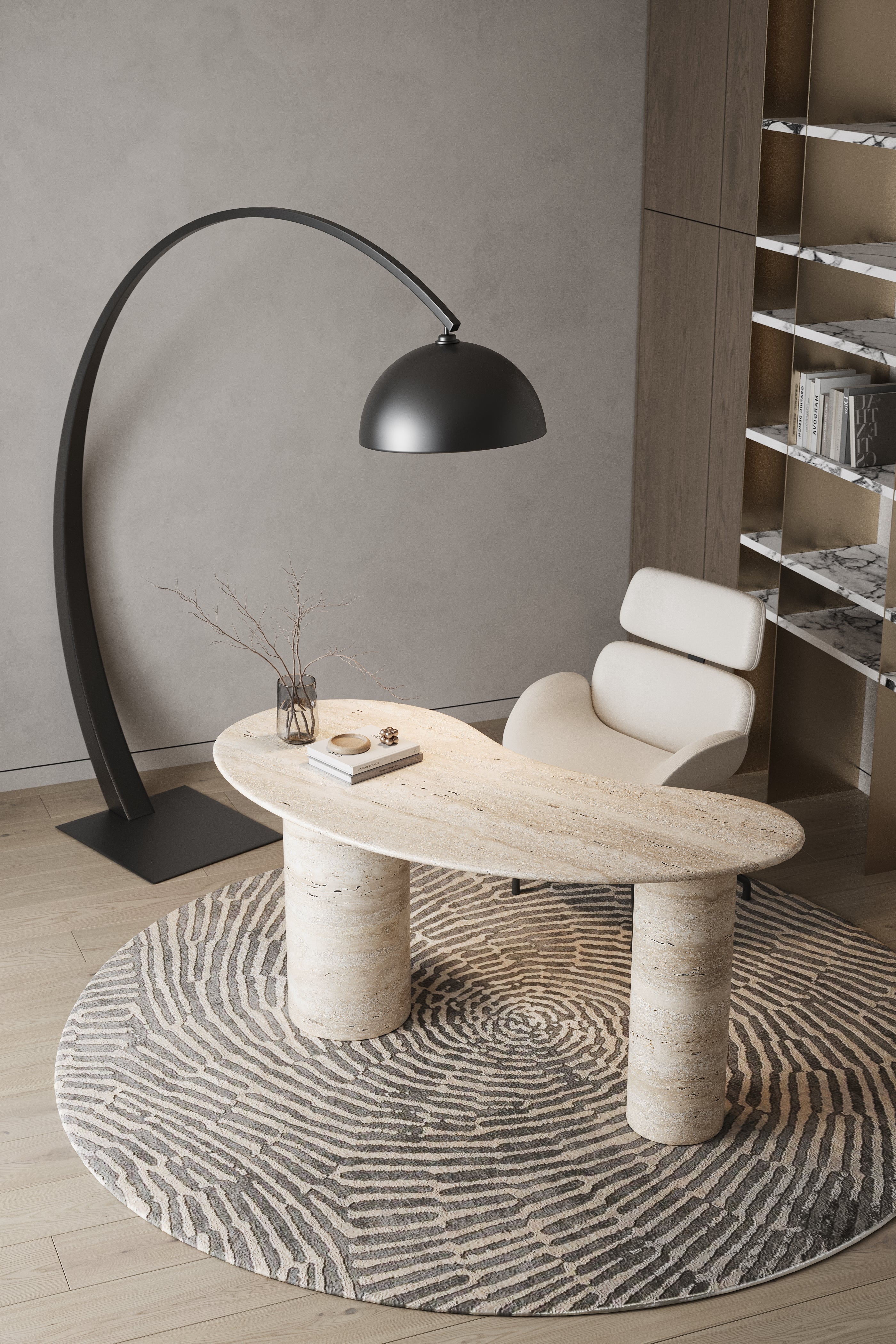 Darcia Irregular Top Travertine Desk