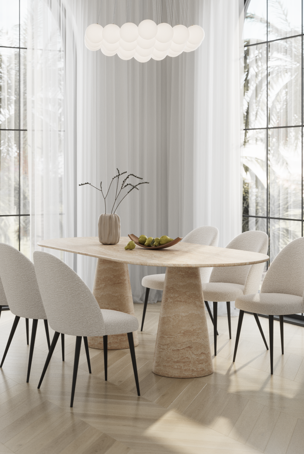 Belova Beige Travertine Dining Table