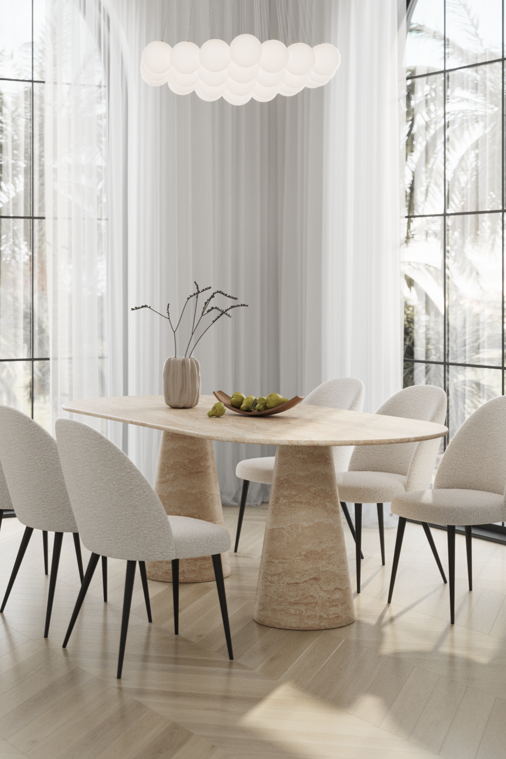 Belova Beige Travertine Dining Table
