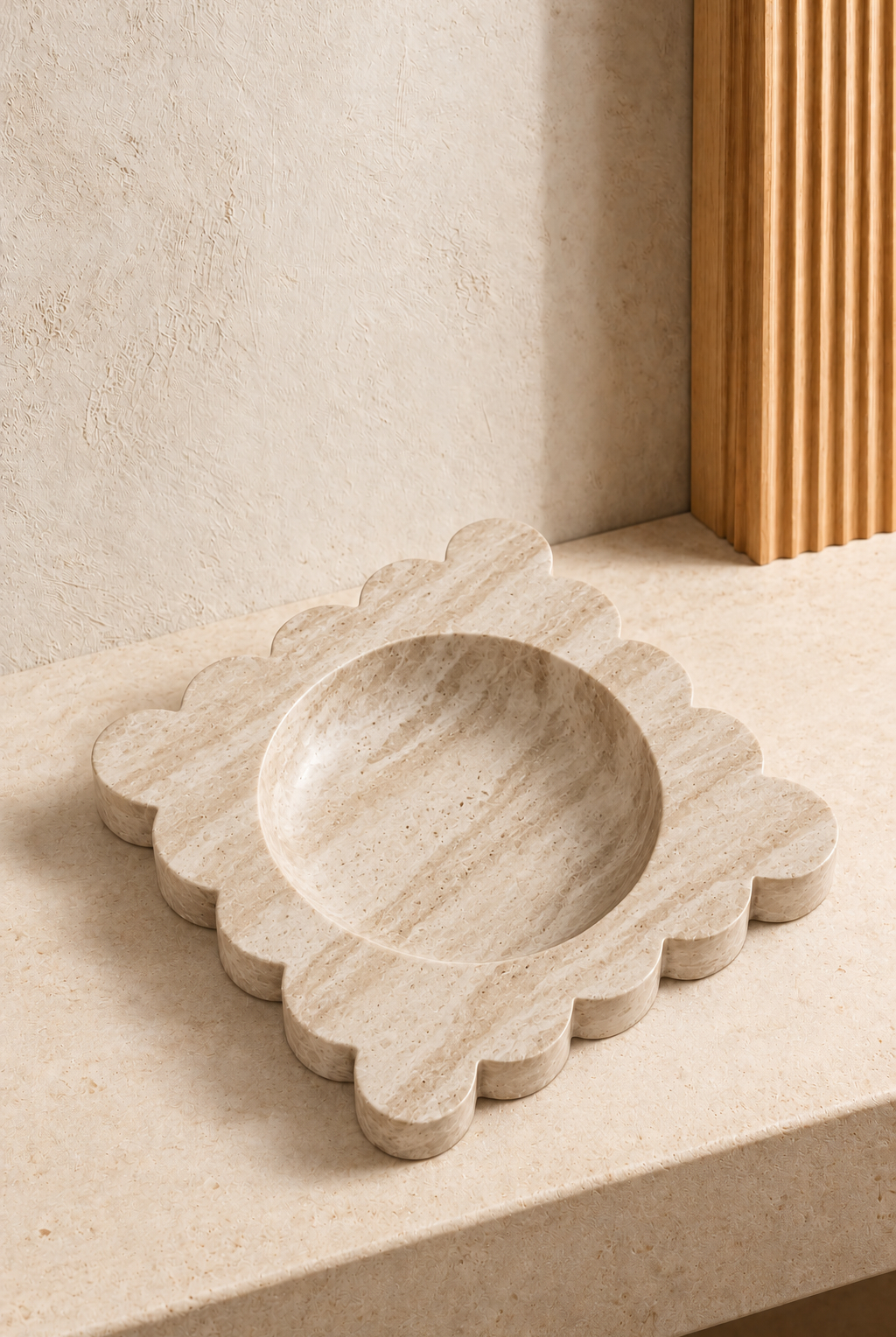Dovra Beige Travertine Square Ashtray
