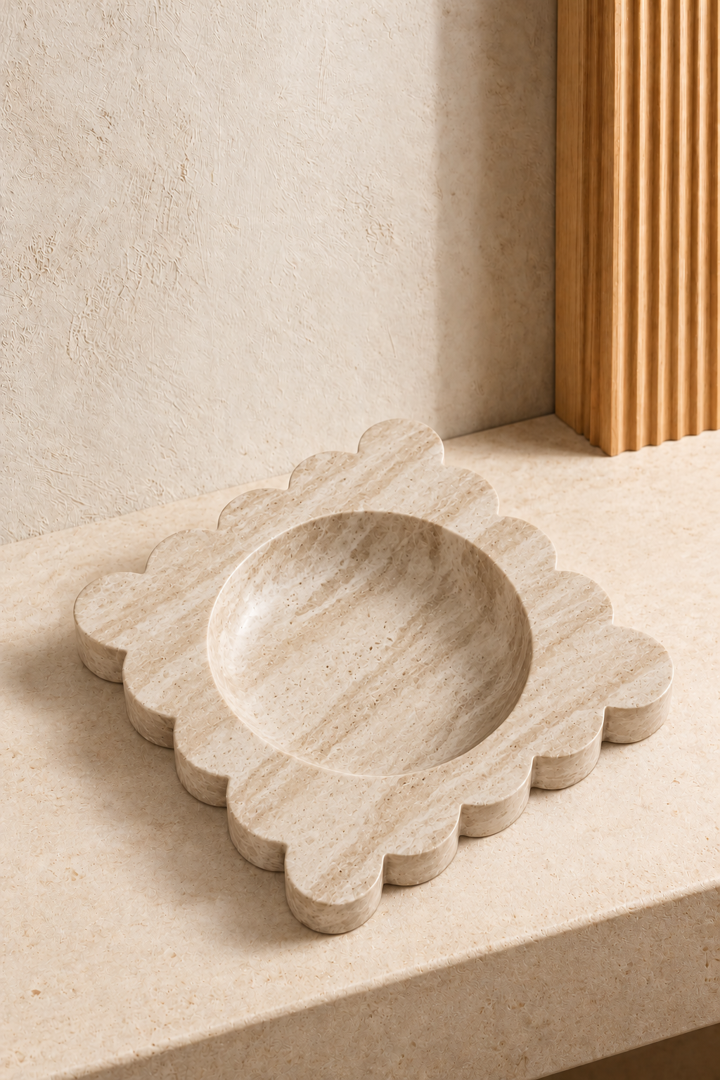 Dovra Beige Travertine Square Ashtray