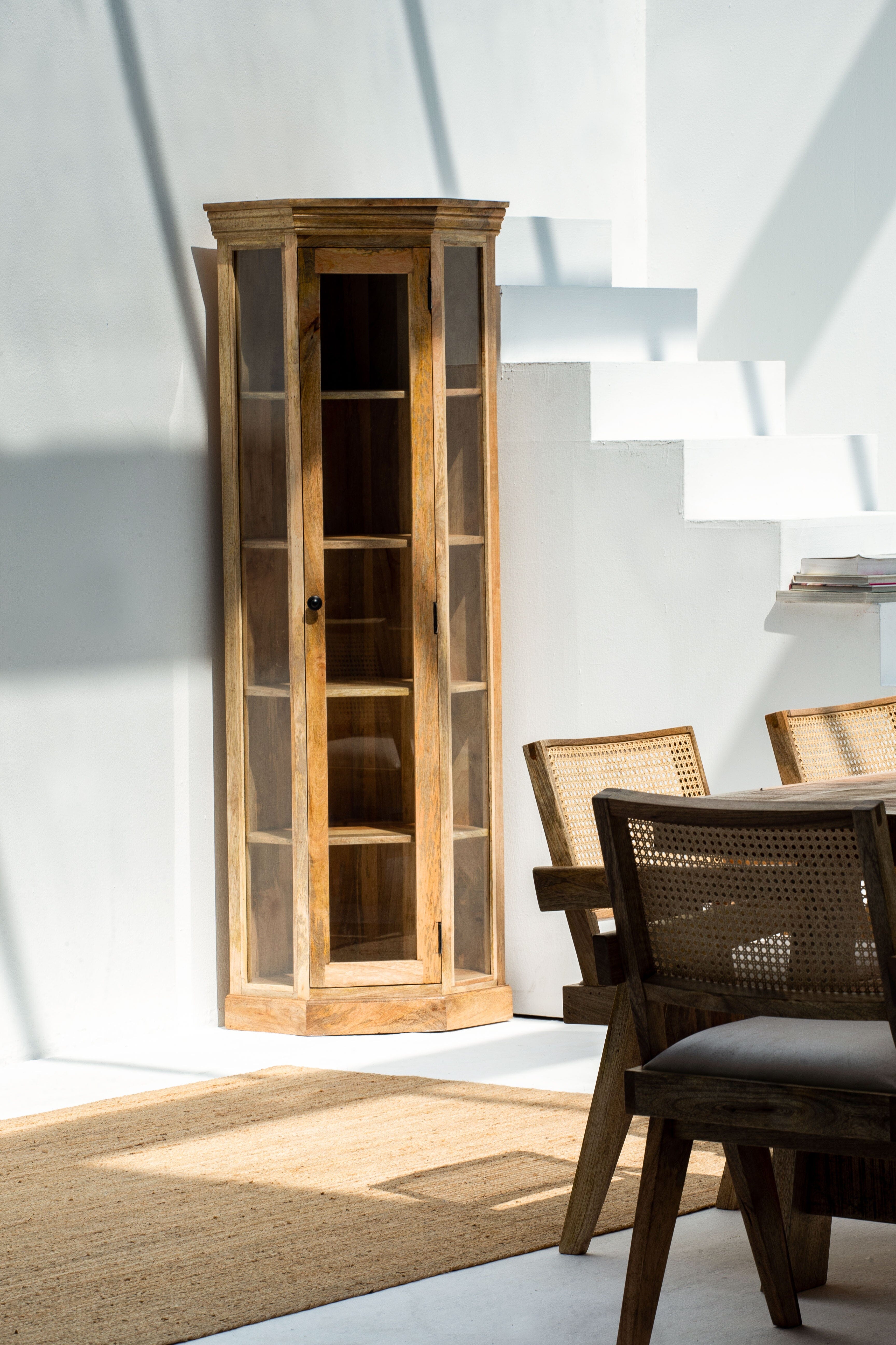 Corner Wooden Display Cabinet Homekode