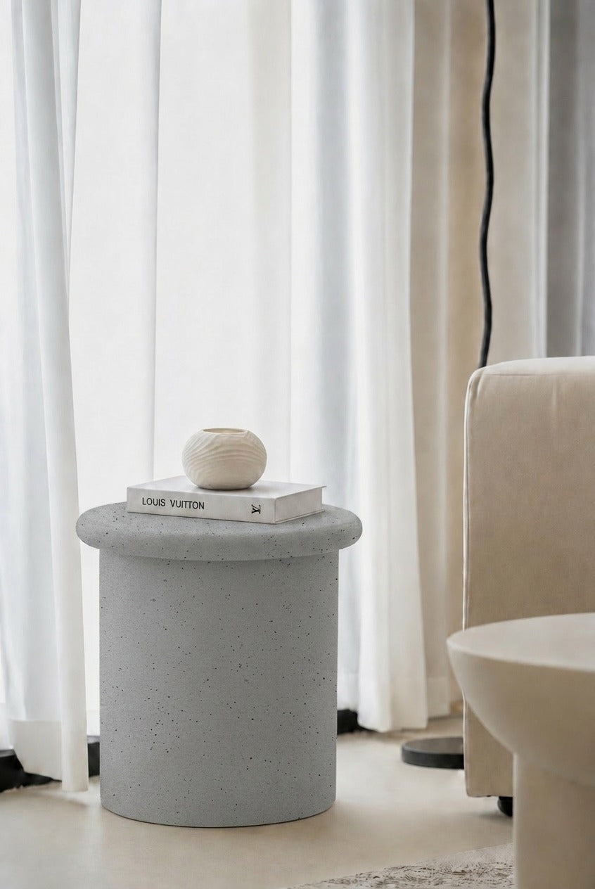 Eirini Ash Grey Speckled Microconcrete Side Table