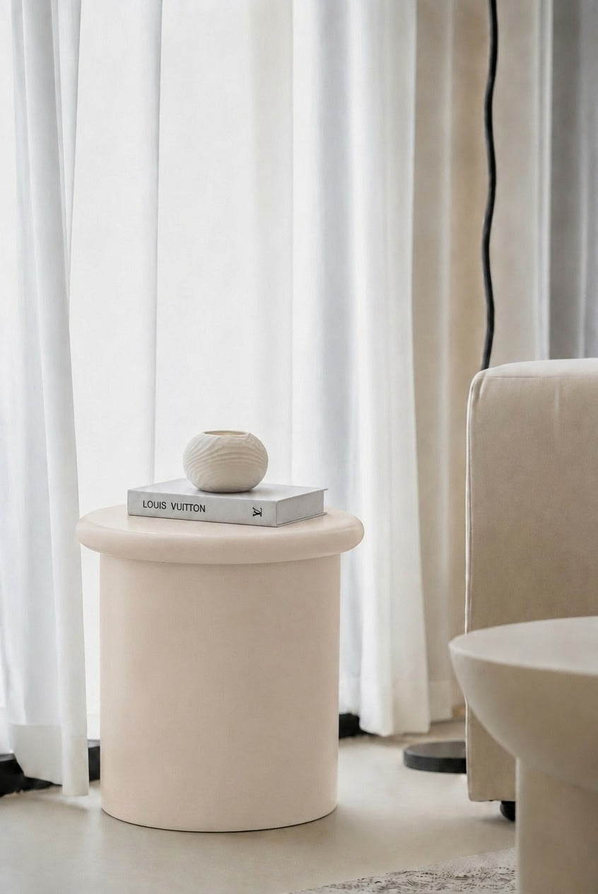 Eirini Ivory Cream Microconcrete Side Table