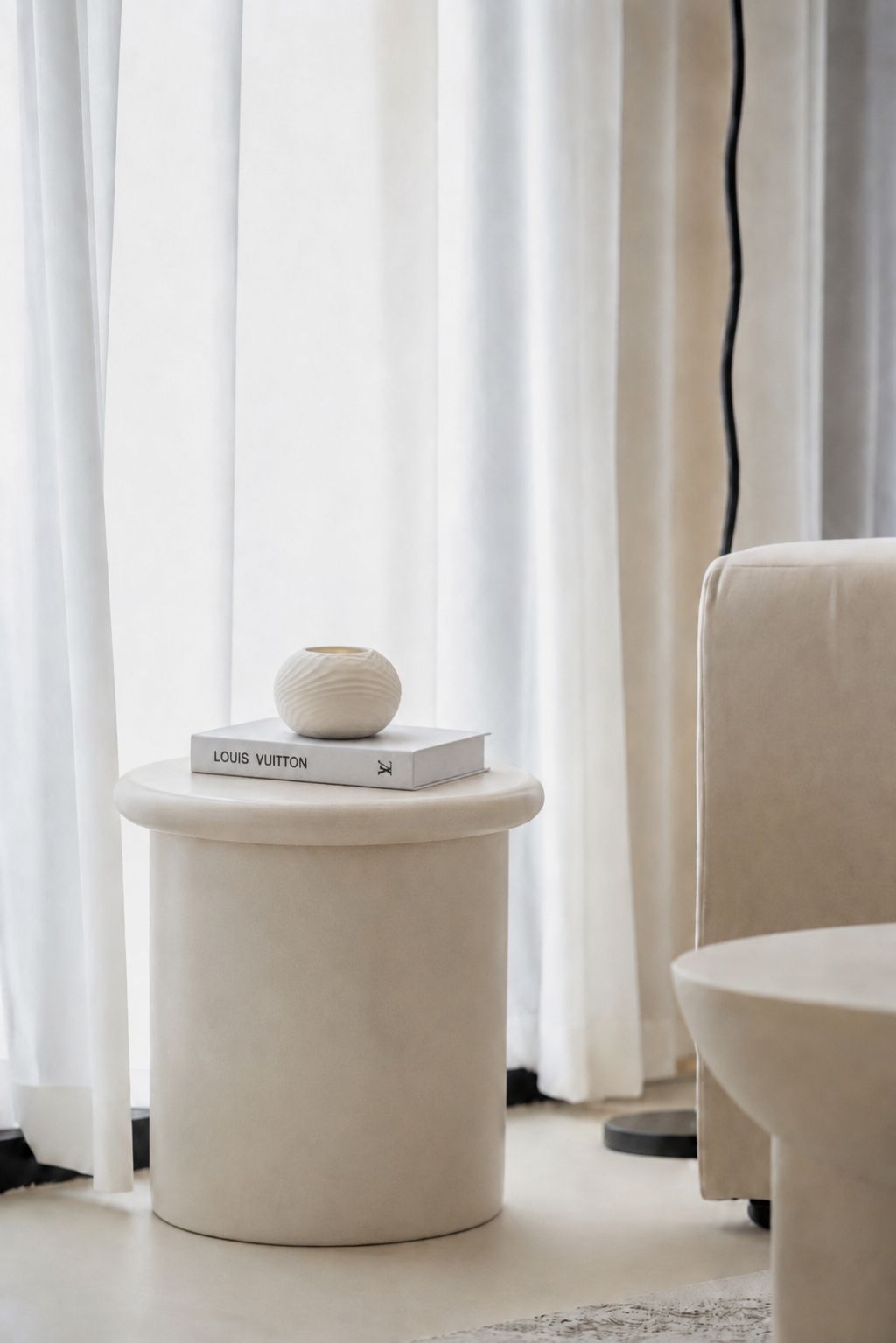 Eirini Light Beige Microconcrete Side Table