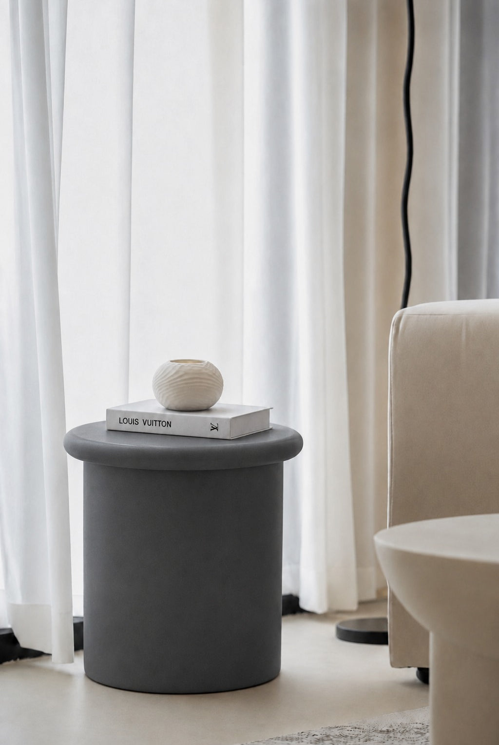 Eirini Midnight Grey Microconcrete Side Table