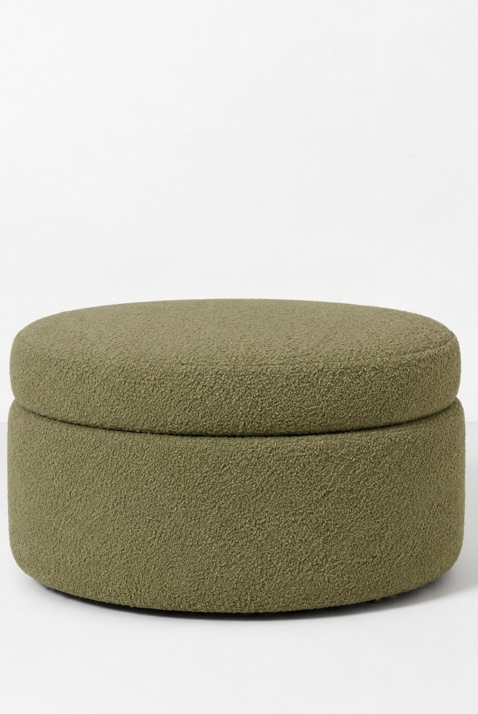 Elira Light Olive Green Round Storage Pouf (60CMx33CM)