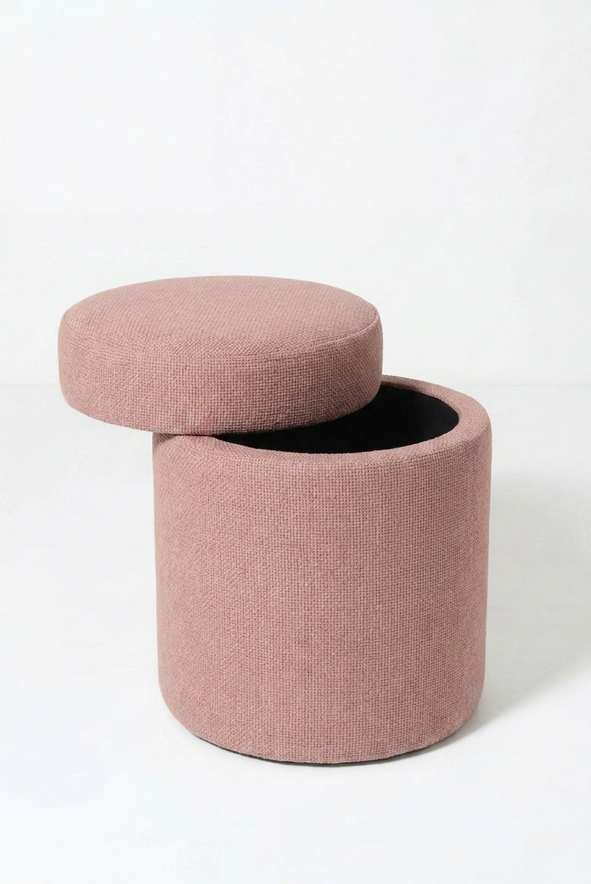 Elira Mink Blush Boucle Storage Pouf