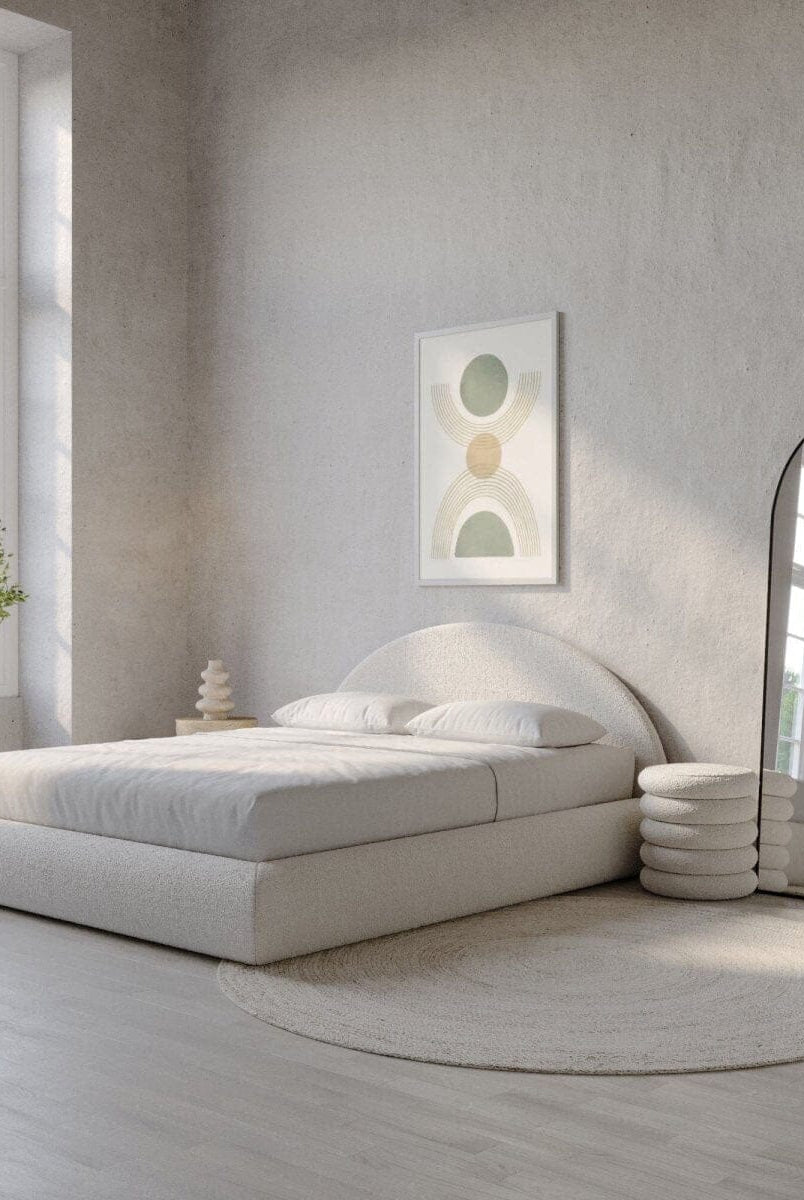 Elodie Boucle Fabric Bed with Arch Headboard Homekode