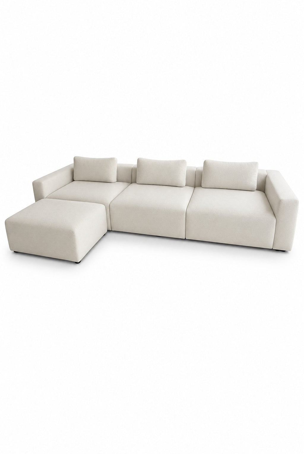 Emersyn Ivory 3 Seater Modular Sofa with Ottoman