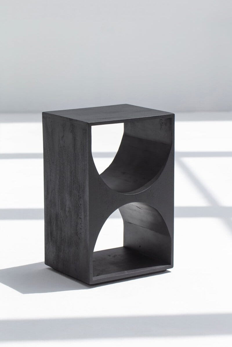 Vilnius Crescent Black Painted Side Table