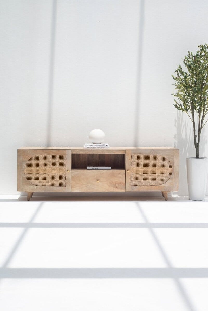 Clara Rattan Wood Media Unit