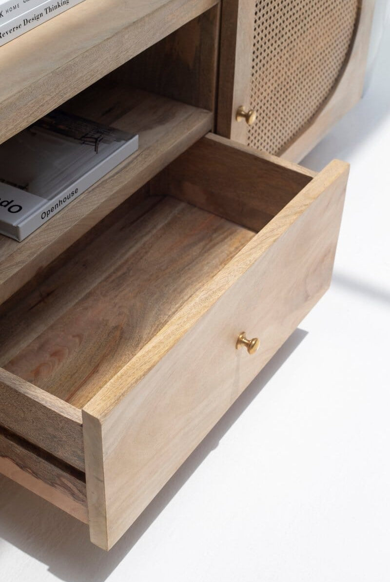 Clara Rattan Wood Media Unit TV Unit Homekode
