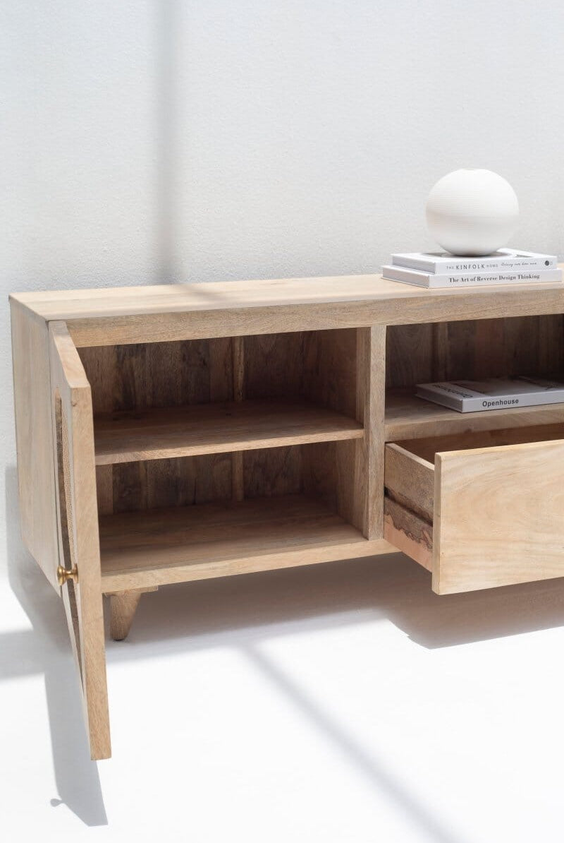 Clara Rattan Wood Media Unit TV Unit Homekode