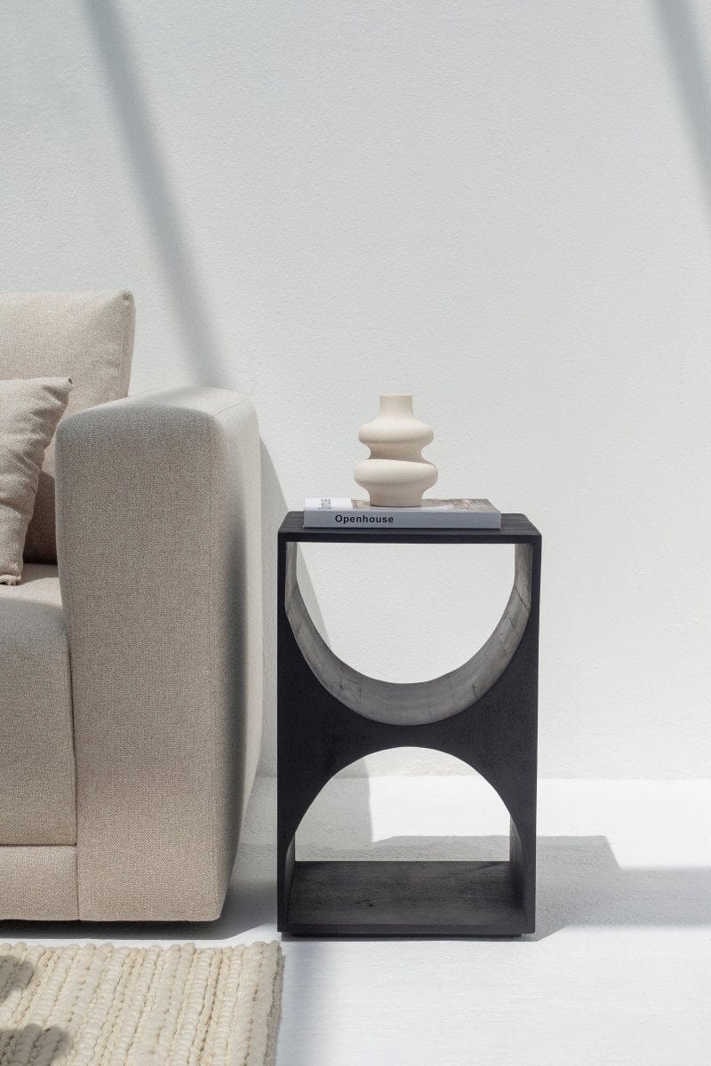 Vilnius Crescent Black Painted Side Table Side Table Homekode
