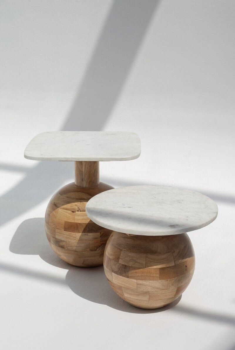 Brio Nesting Marble-Top Wooden Coffee Table