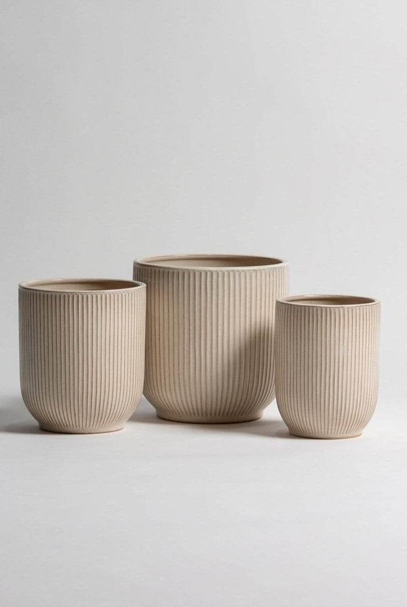Beige Crest Ceramic Pot