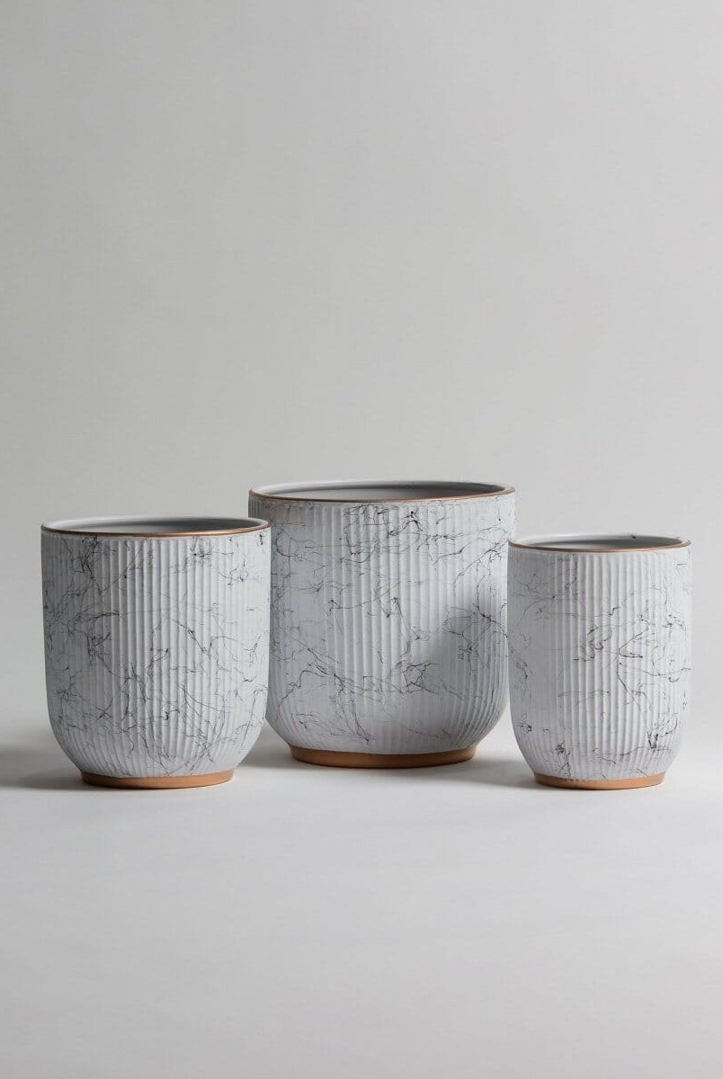 Marble Gold Accent Ceramic Pot