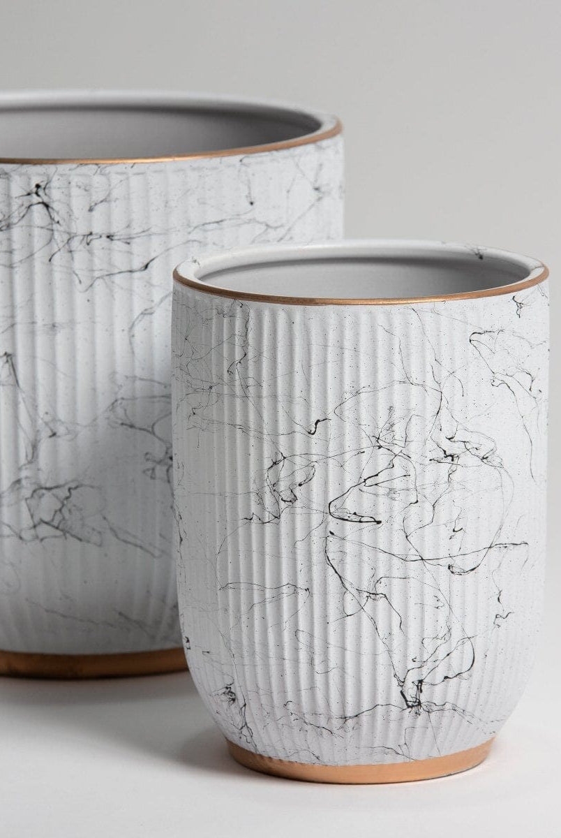 Marble Gold Accent Ceramic Pot (3 Sizes)