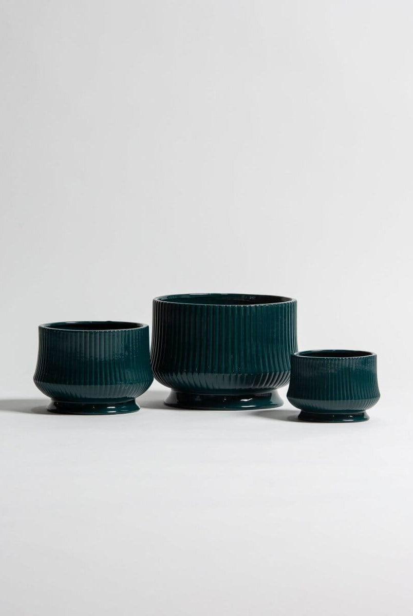 Emerald Ripple Ceramic Pot