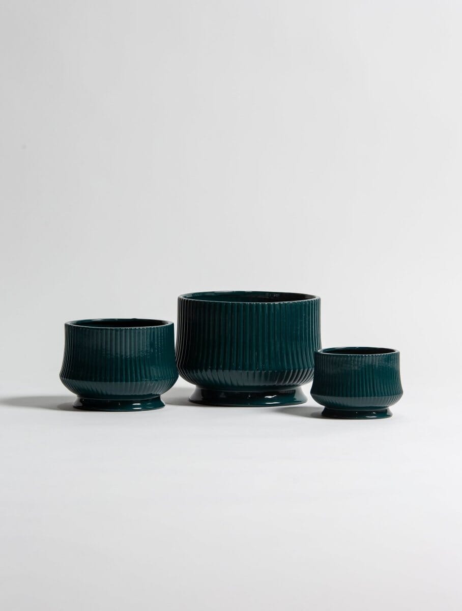 Emerald Ripple Ceramic Pot