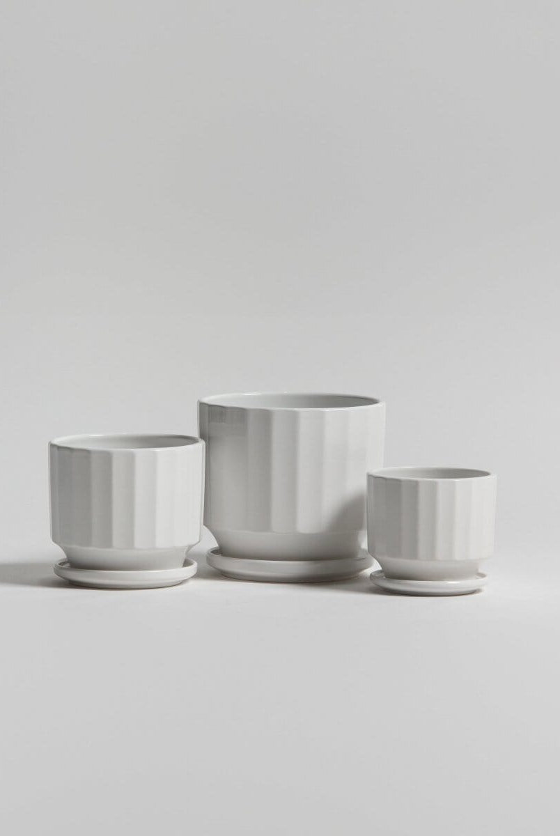 Ivory Groove Ceramic Pot