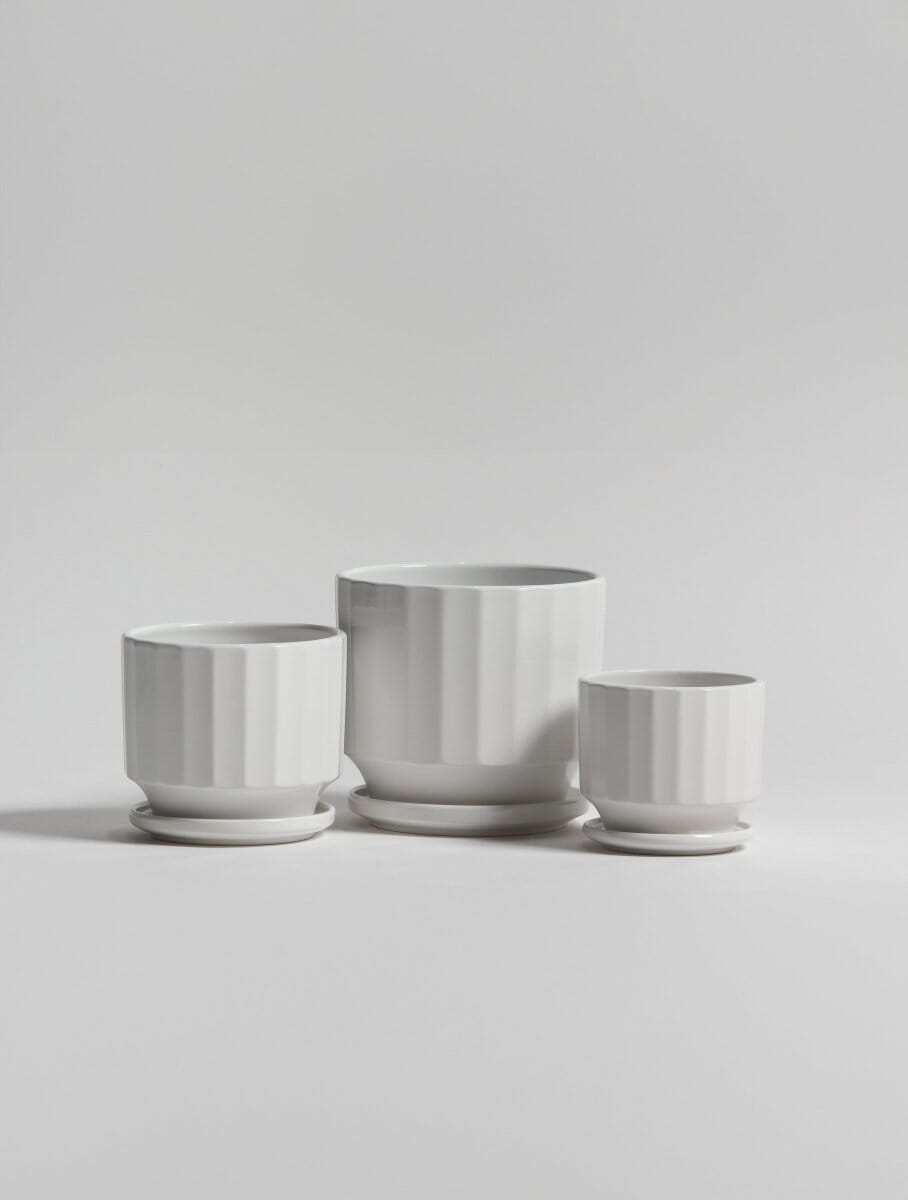 Ivory Groove Ceramic Pot