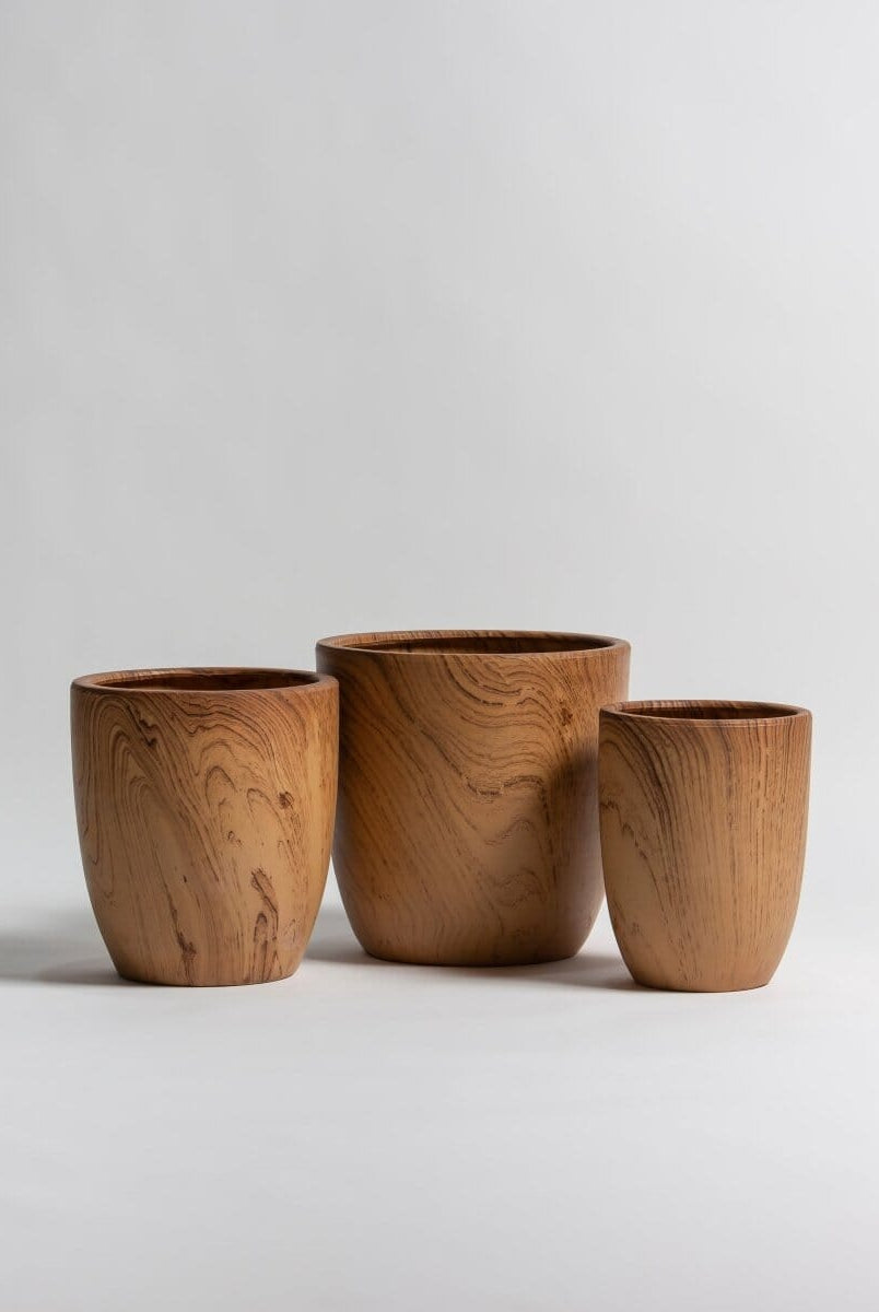 Rustic Wood Ceramic Pot