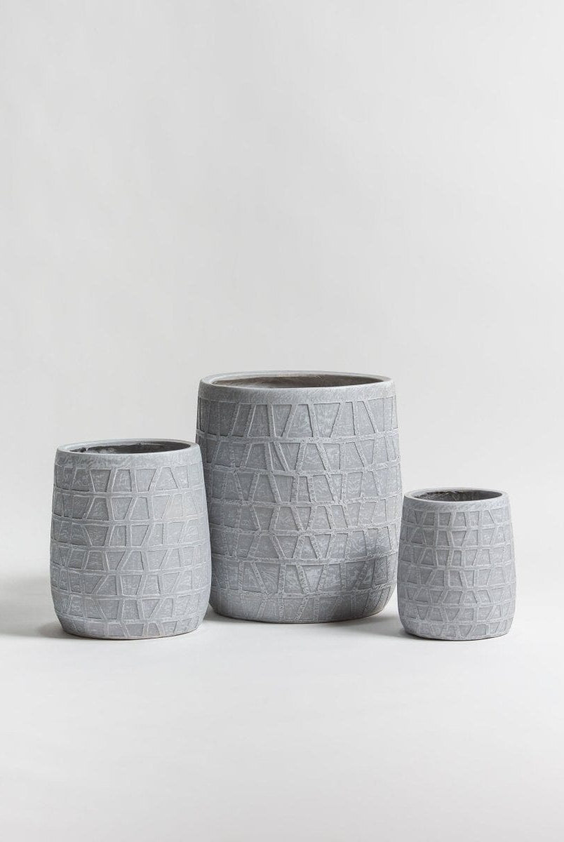 Geometric Grey Ceramic Pot
