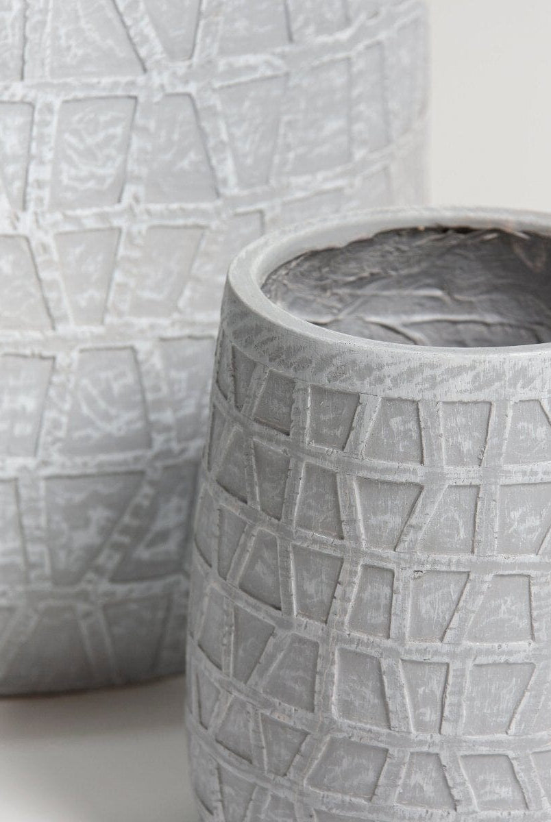 Geometric Grey Ceramic Pot (3 Sizes)