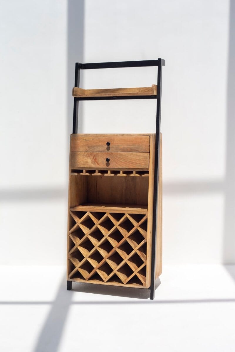 Moira Standing Mango Wood Bar Cabinet