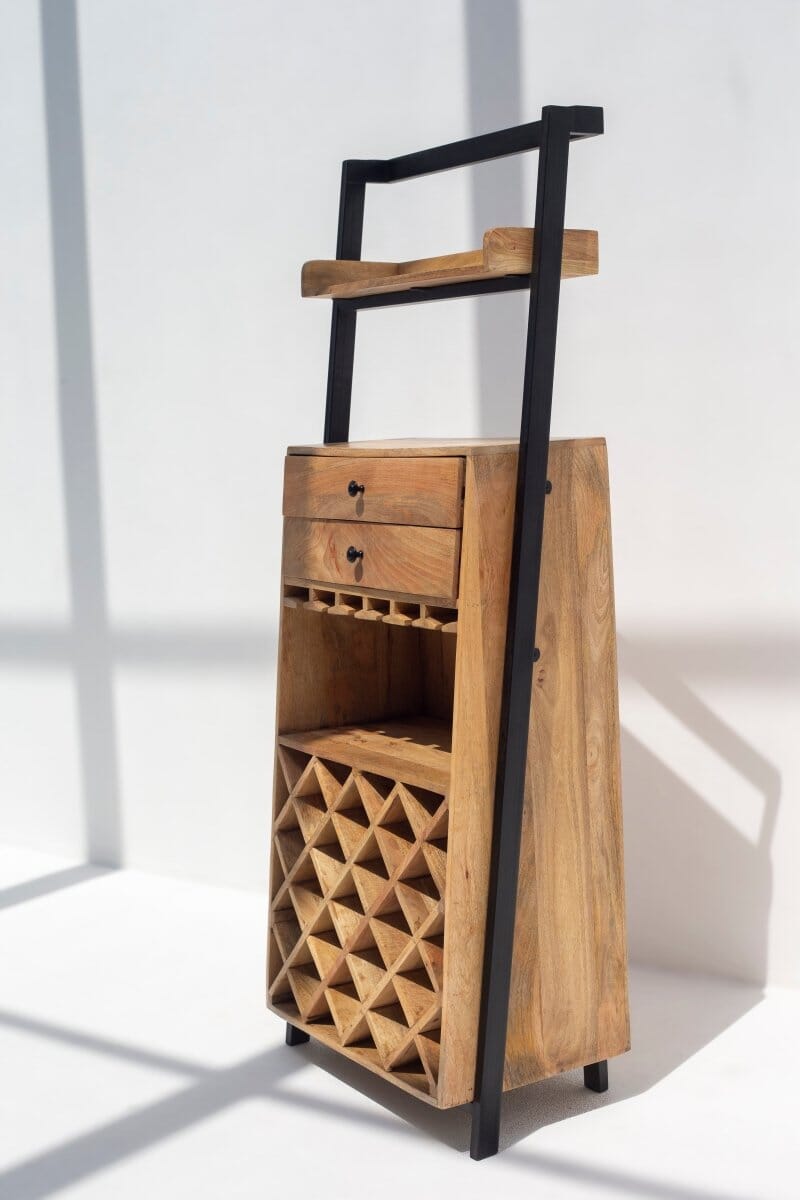 Moira Standing Mango Wood Bar Cabinet