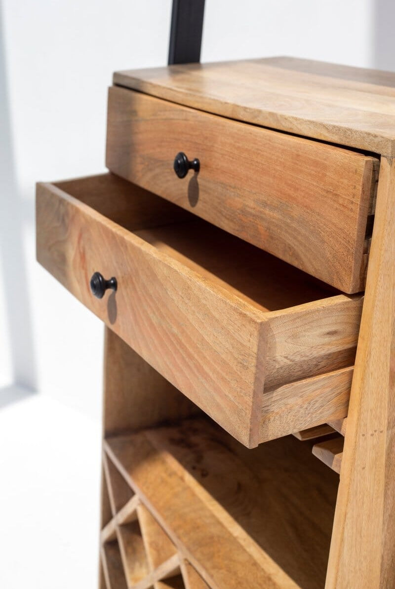 Moira Standing Mango Wood Bar Cabinet