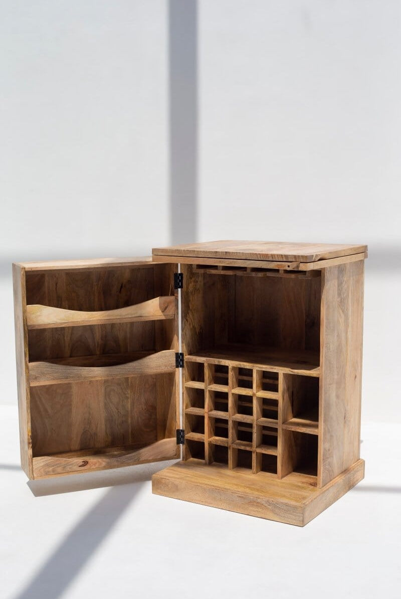 Tova Folding Mango Wood Bar Cabinet