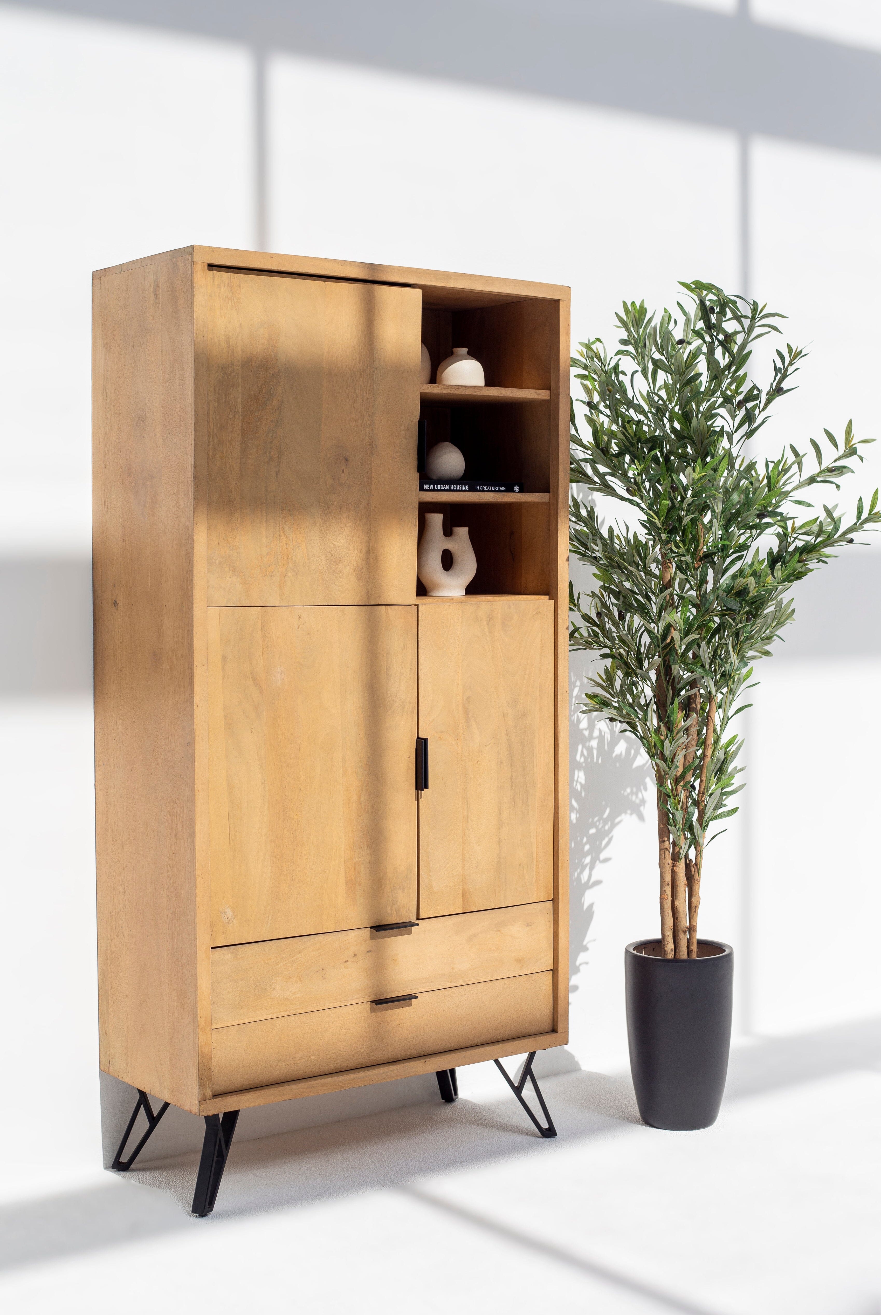 Diane Wooden Cabinet with Mini Display Shelves ART