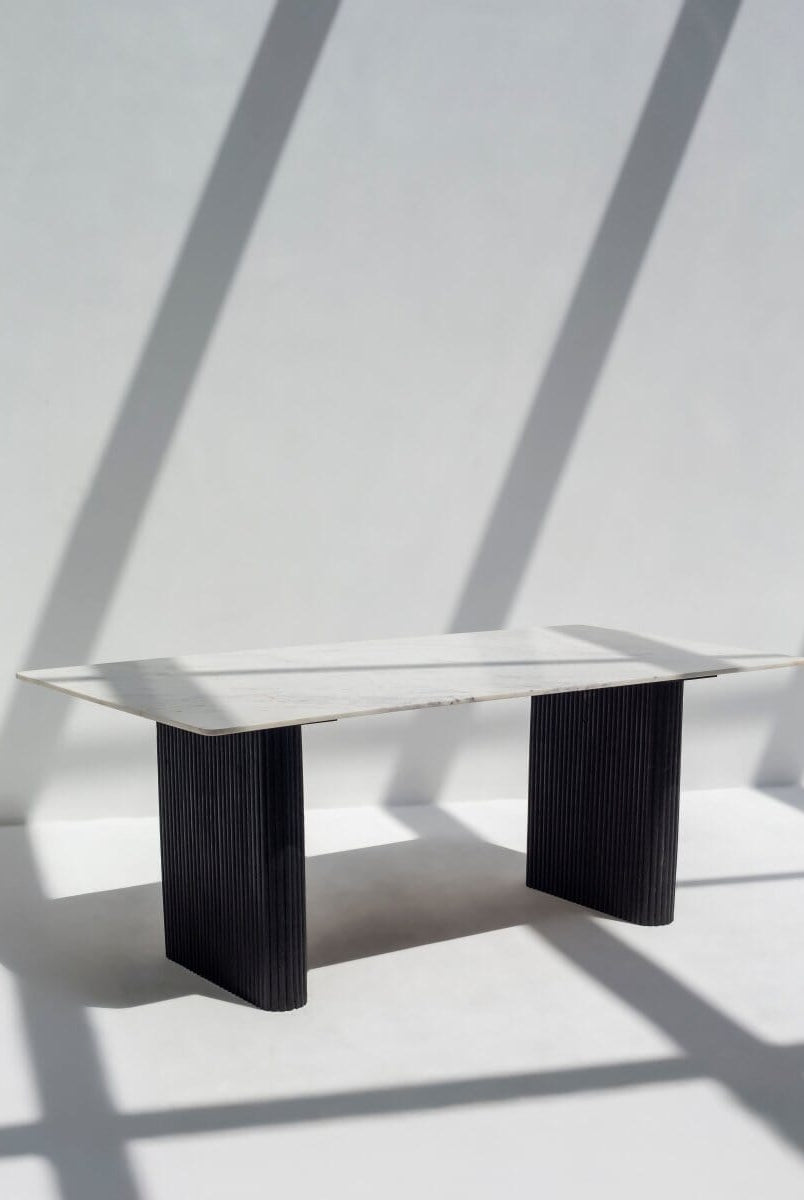 Petrova Marble Dining Table with Wooden Base ART