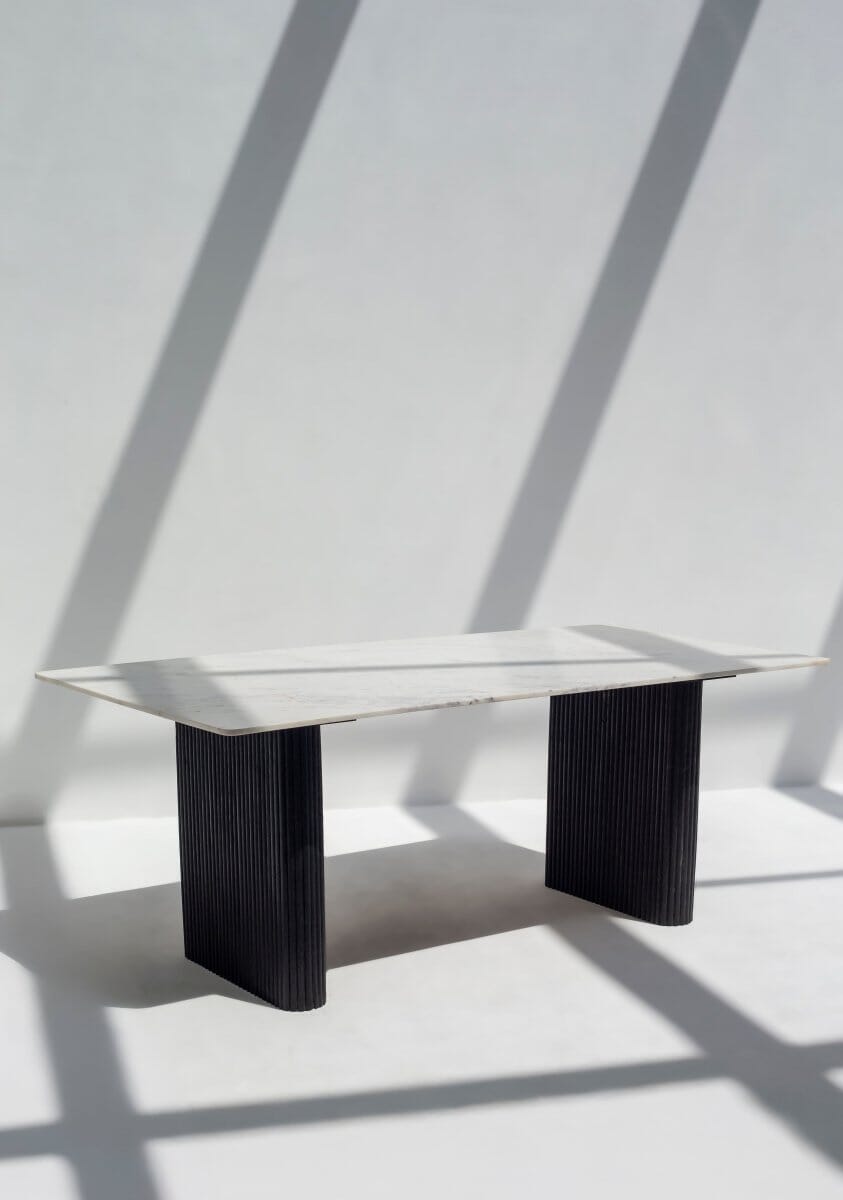 Petrova Marble Dining Table with Wooden Base ART