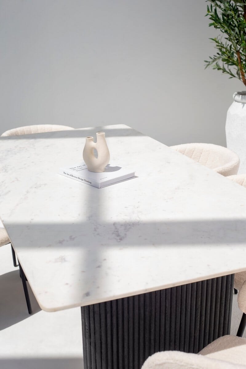 Petrova Marble Dining Table with Wooden Base ART