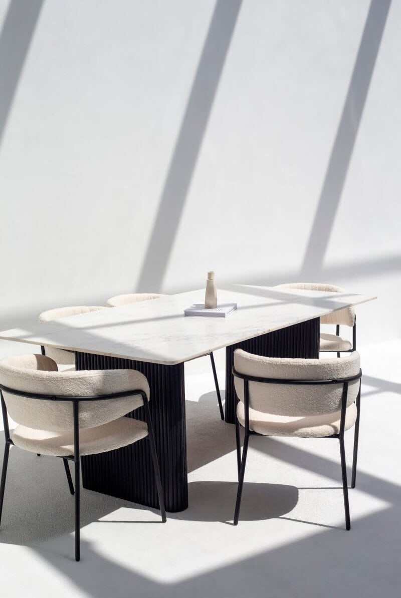 Petrova Marble Dining Table with Wooden Base ART