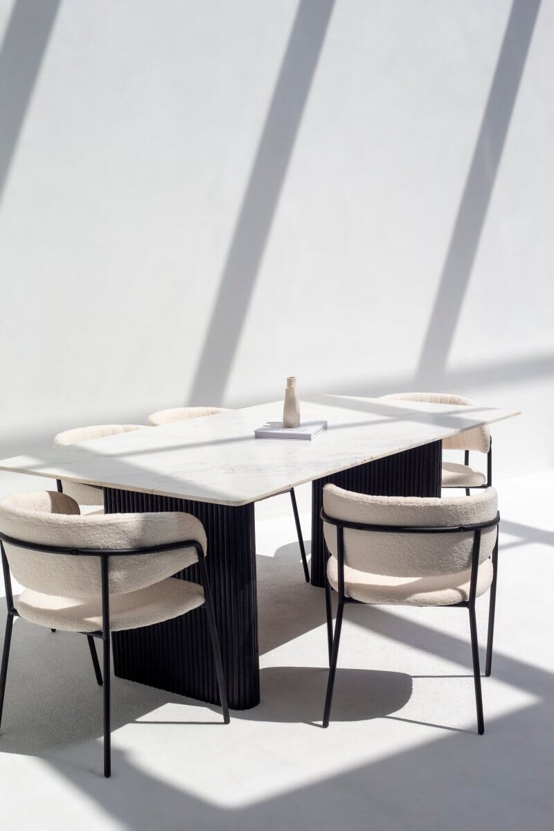 Petrova Marble Dining Table with Wooden Base ART