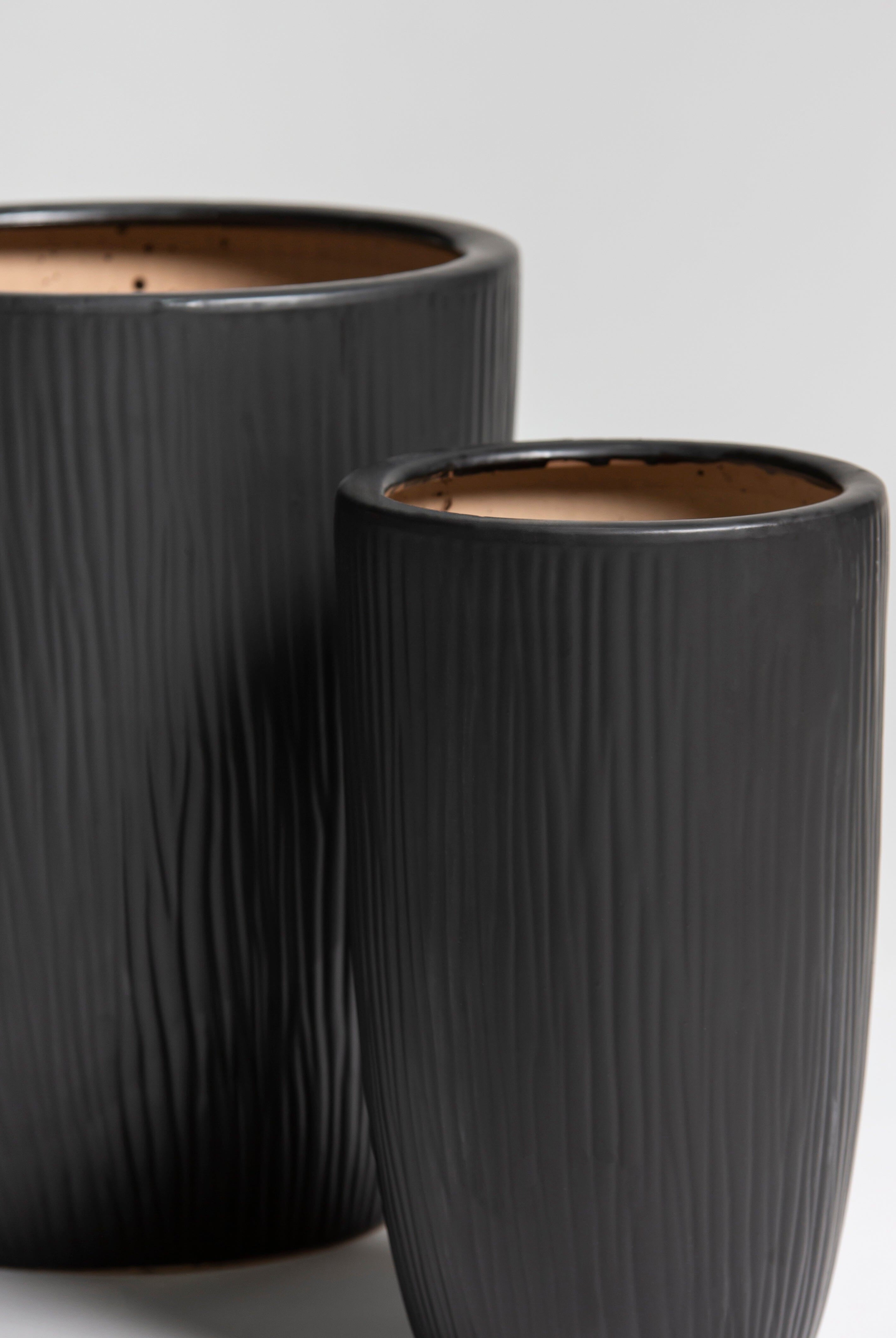 Charcoal Ripple Ceramic Pot (3 Sizes)