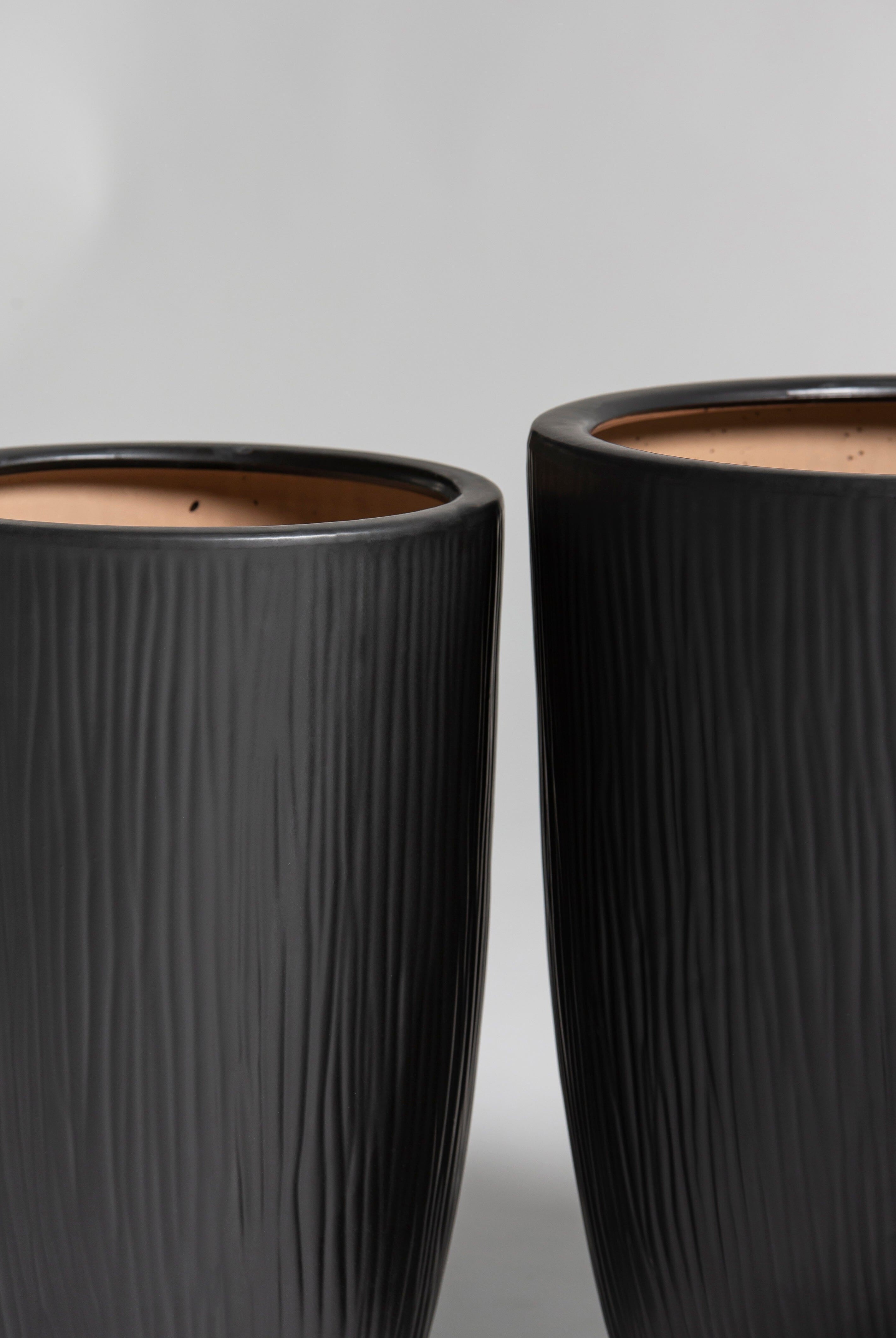 Charcoal Ripple Ceic Pot (3 Sizes)