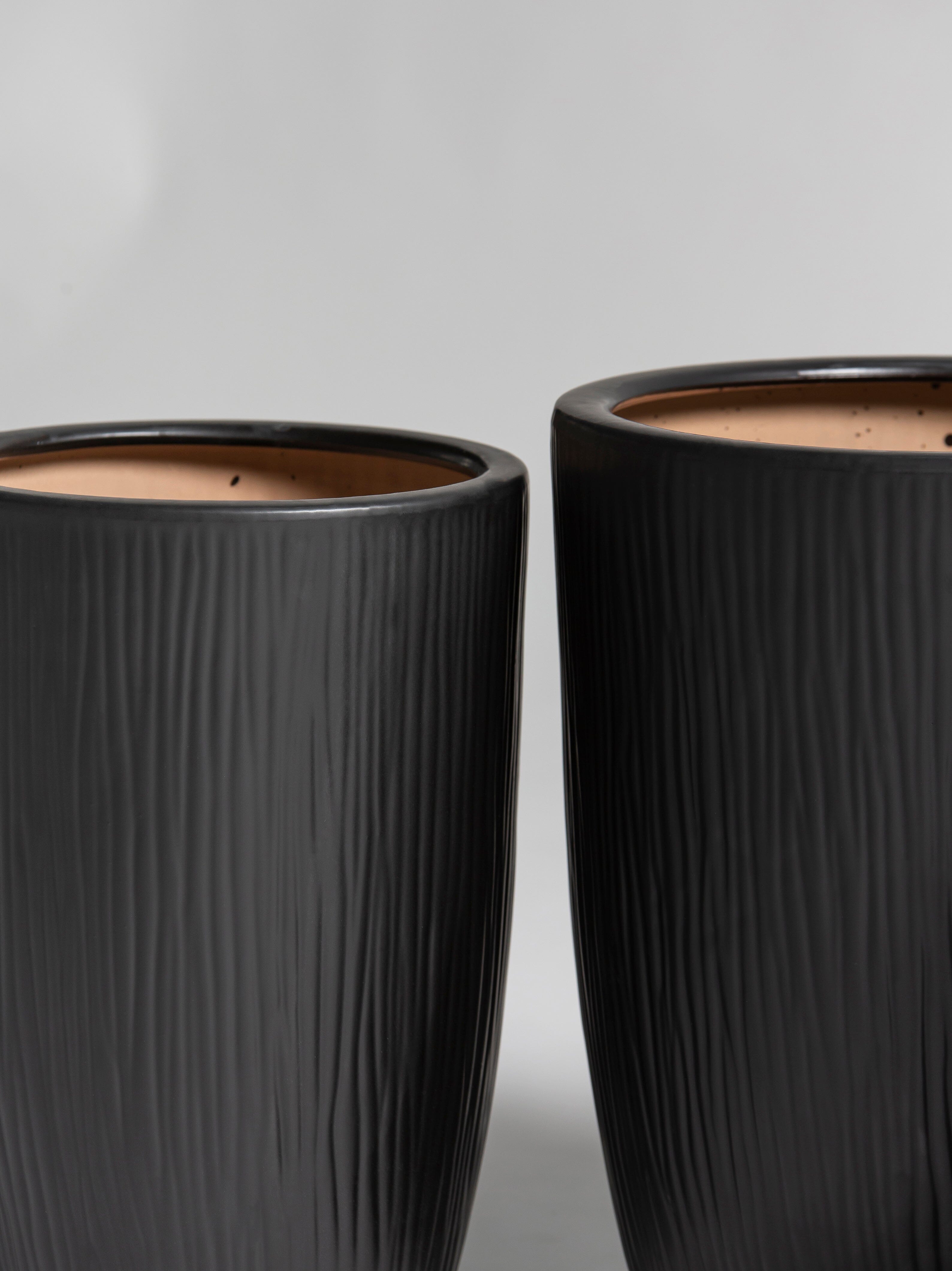 Charcoal Ripple Ceic Pot (3 Sizes)