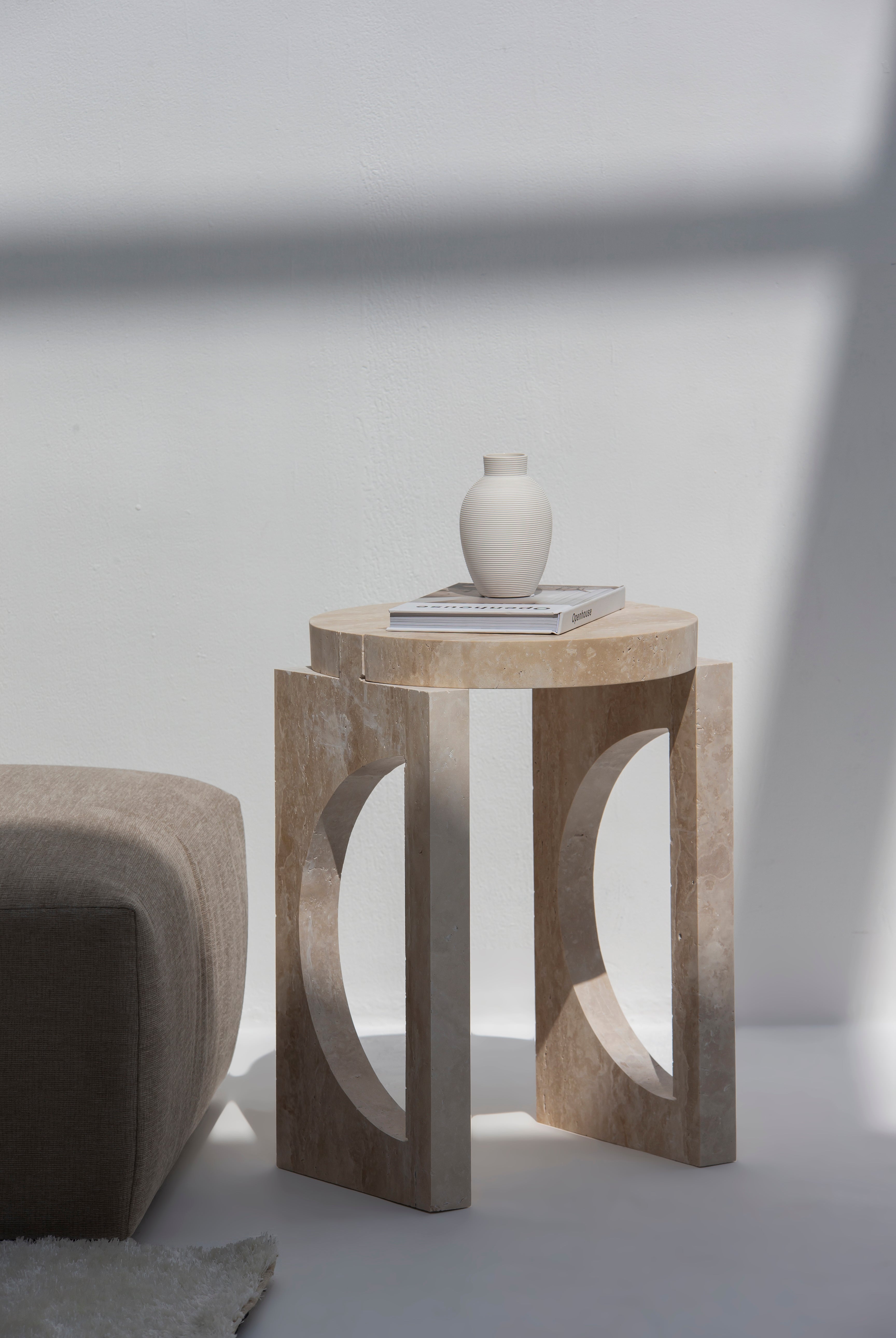 Isalette Travertine Side Table