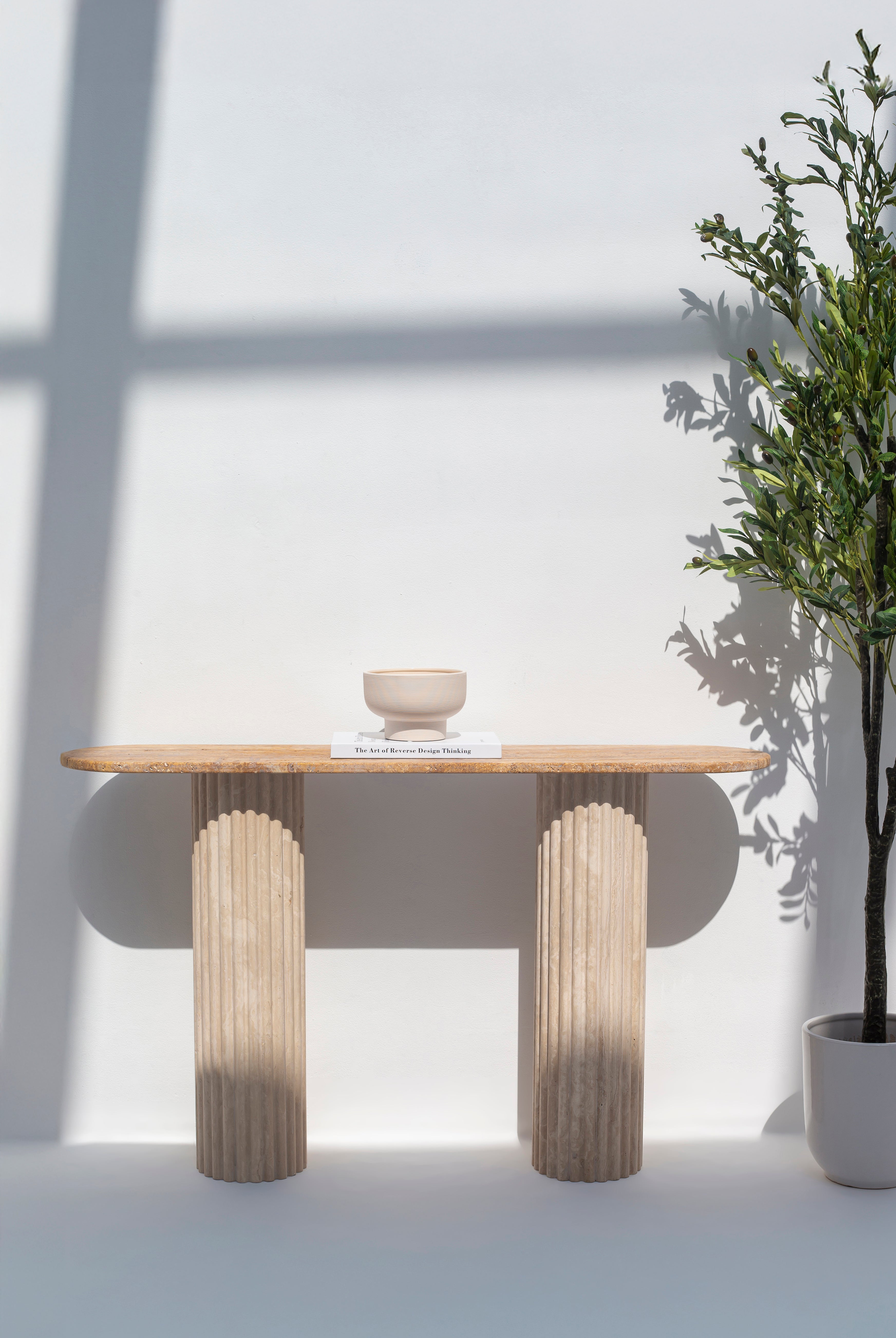 Vinie Yellow Travertine Top Console Table (2 Sizes)