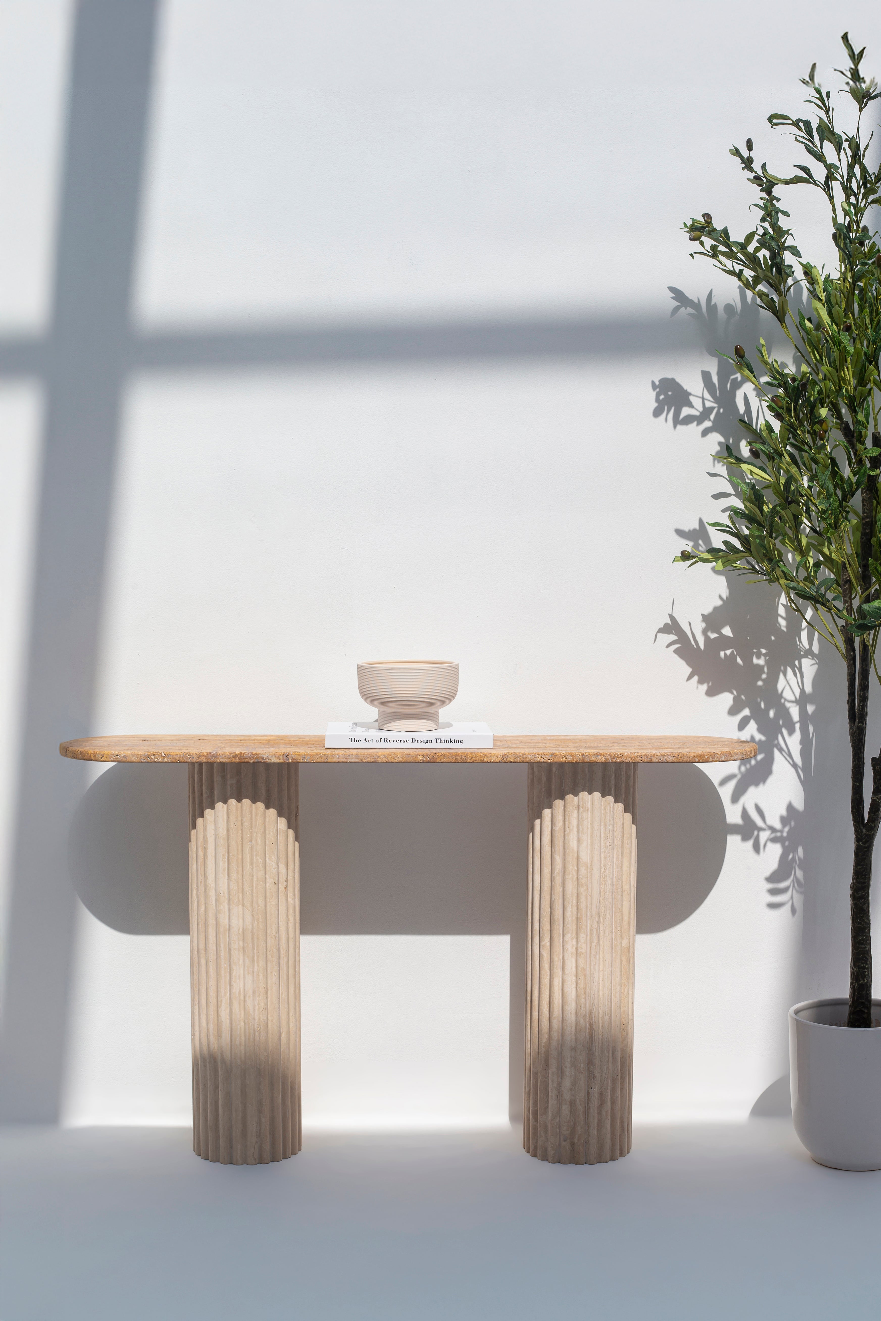 Vinie Yellow Travertine Top Console Table (2 Sizes)