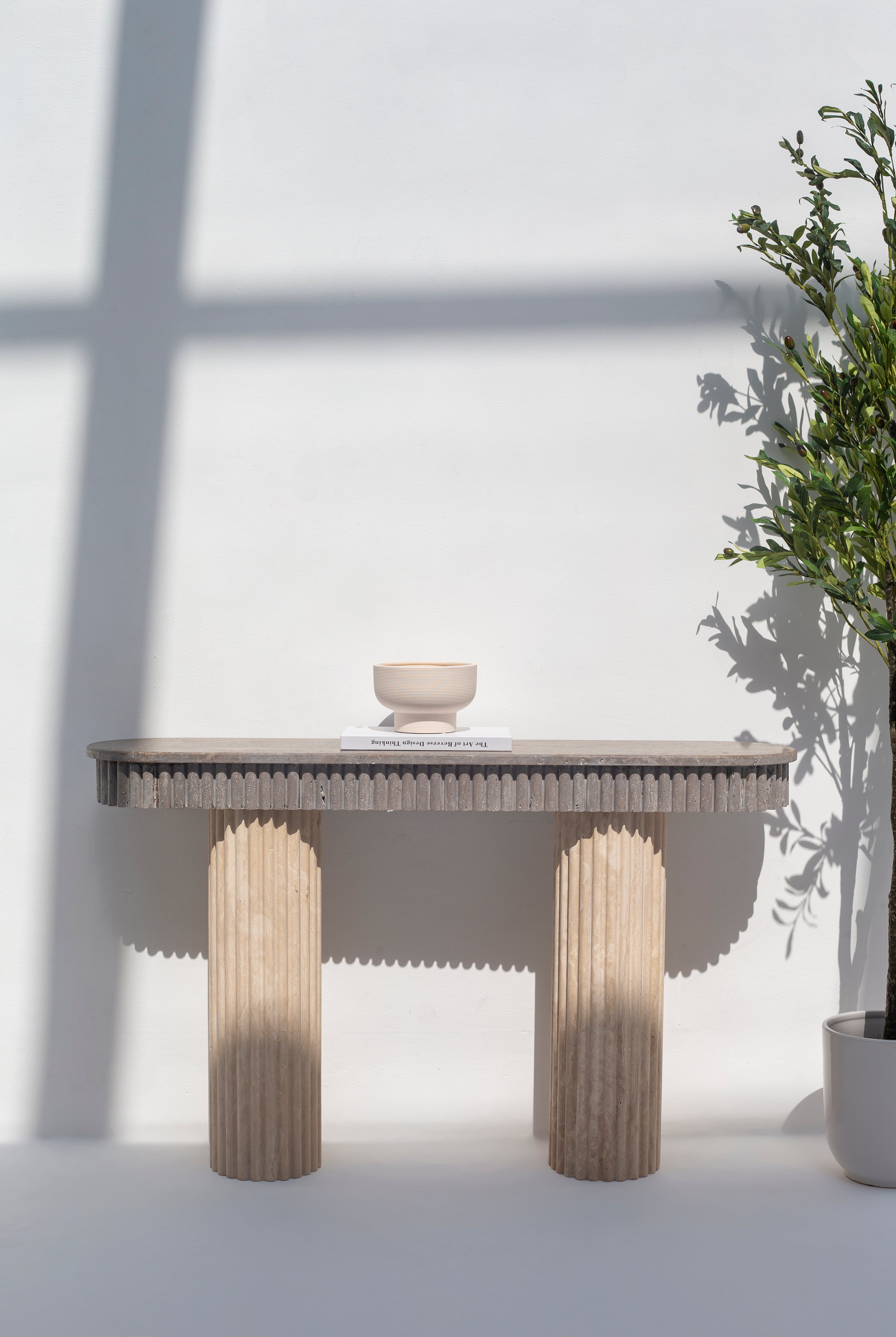 Celiora Grey Travertine Top Console Table (2 Sizes)