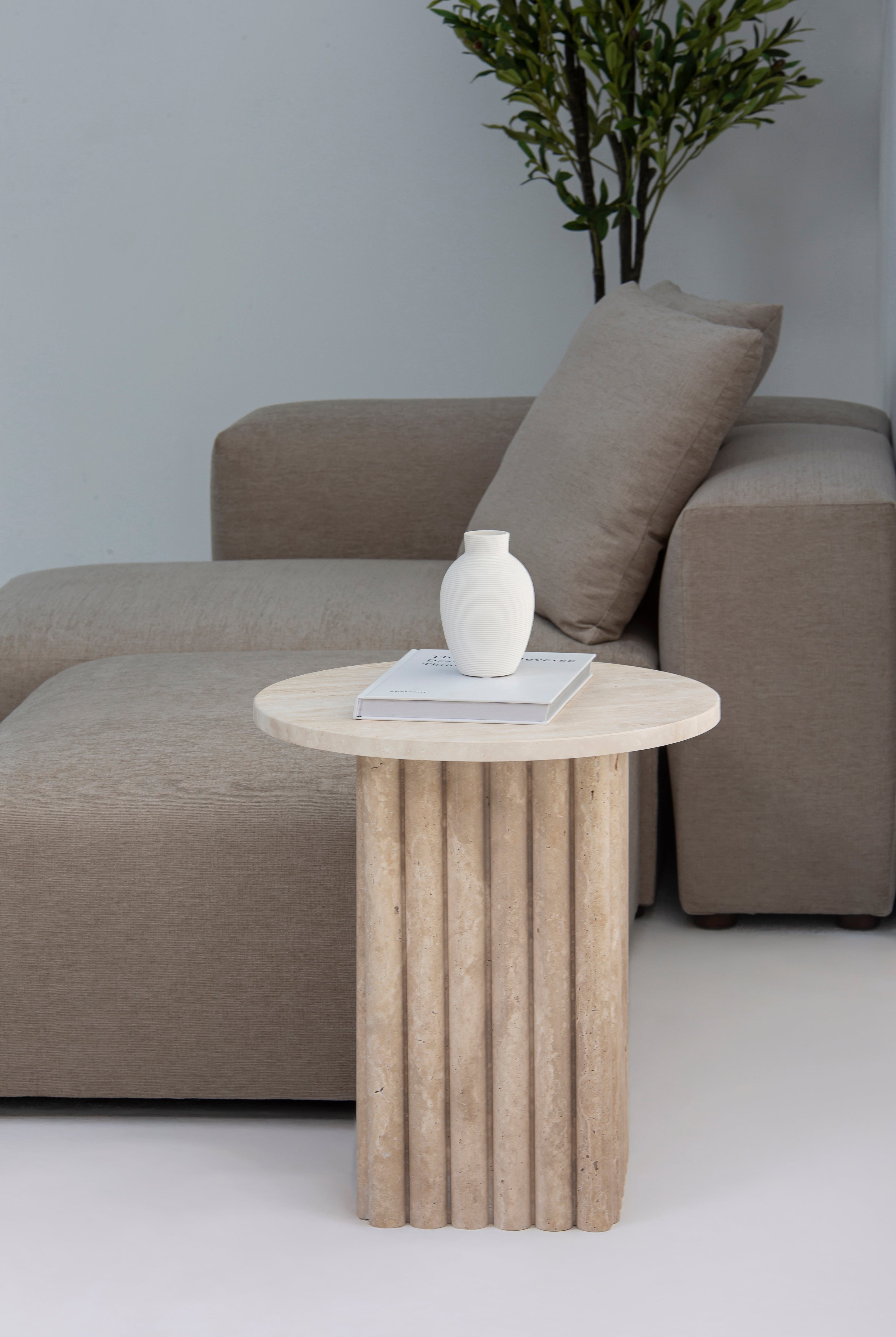 Lisea Travertine Side Table