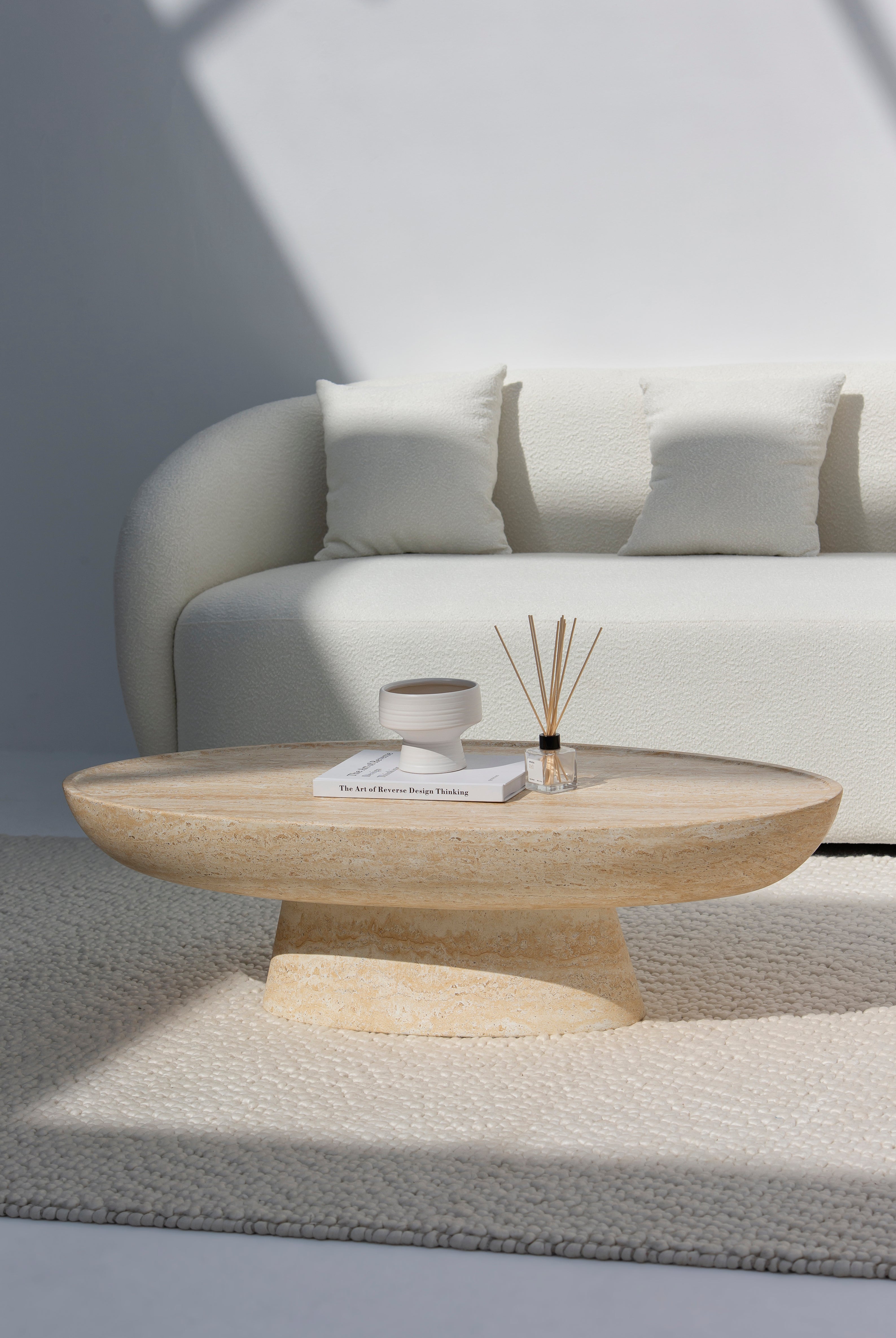 Vista Travertine-Finish Concrete Coffee Table