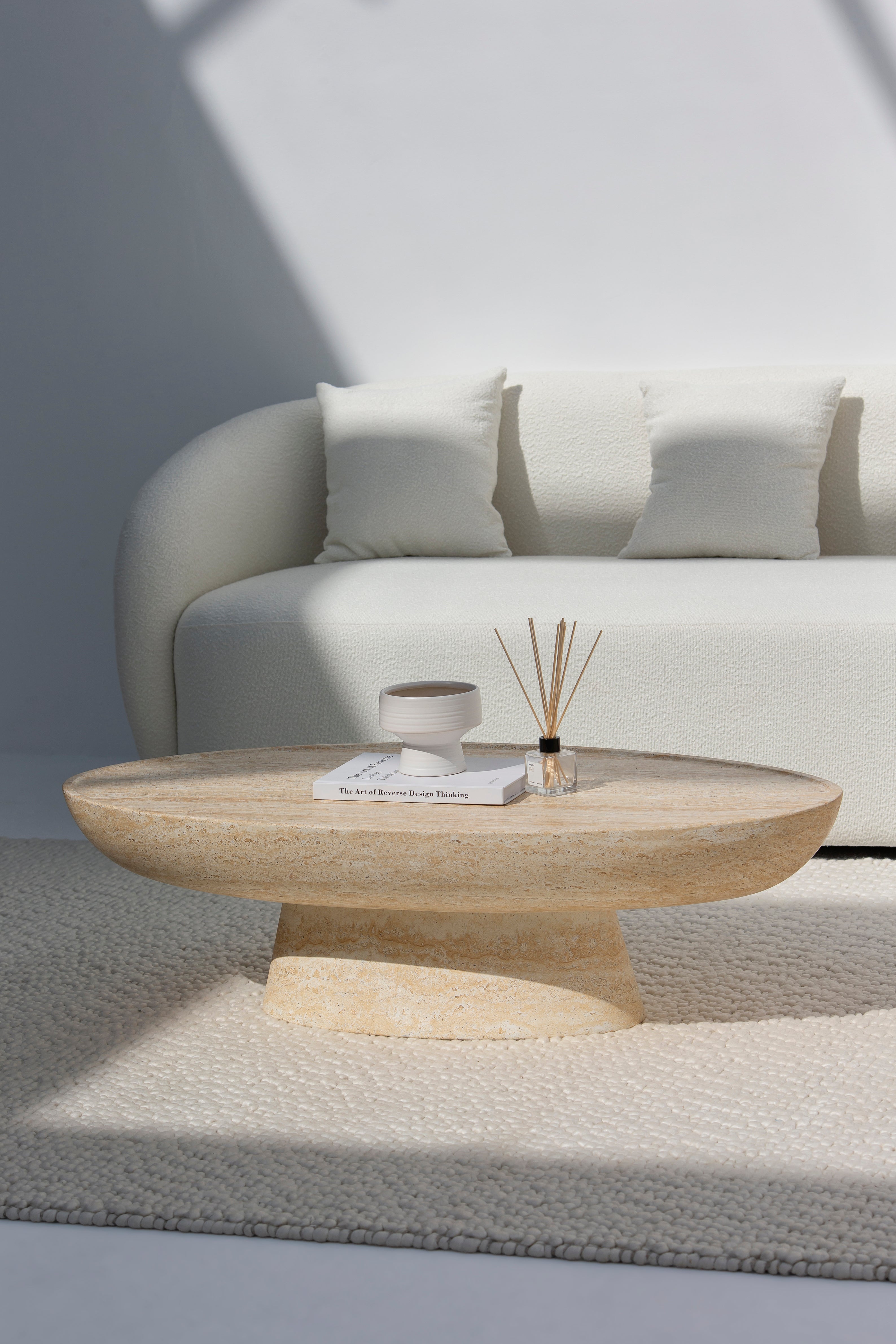 Vista Travertine-Finish Concrete Coffee Table